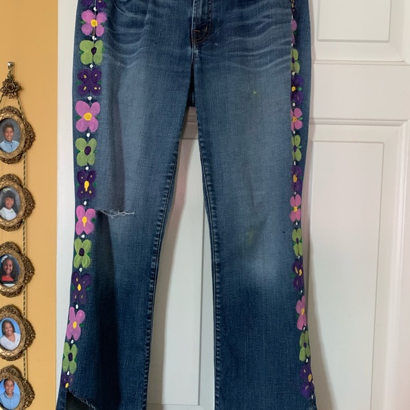 J Brand size 10 Hand painted jeans - Picture 1 of 3